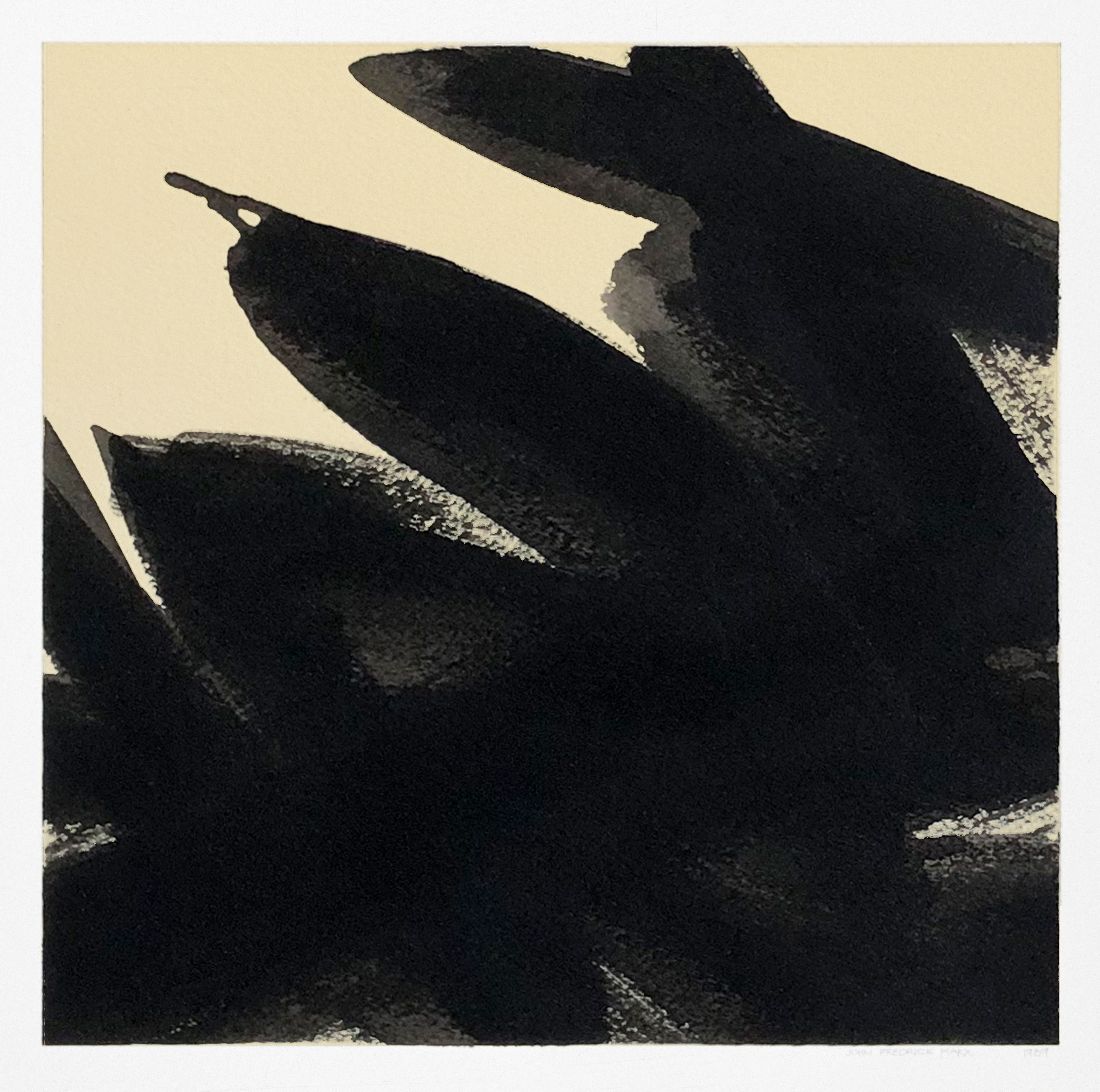 84 Abstraction in Black and Pale Yellow no.6- 1989 9x9