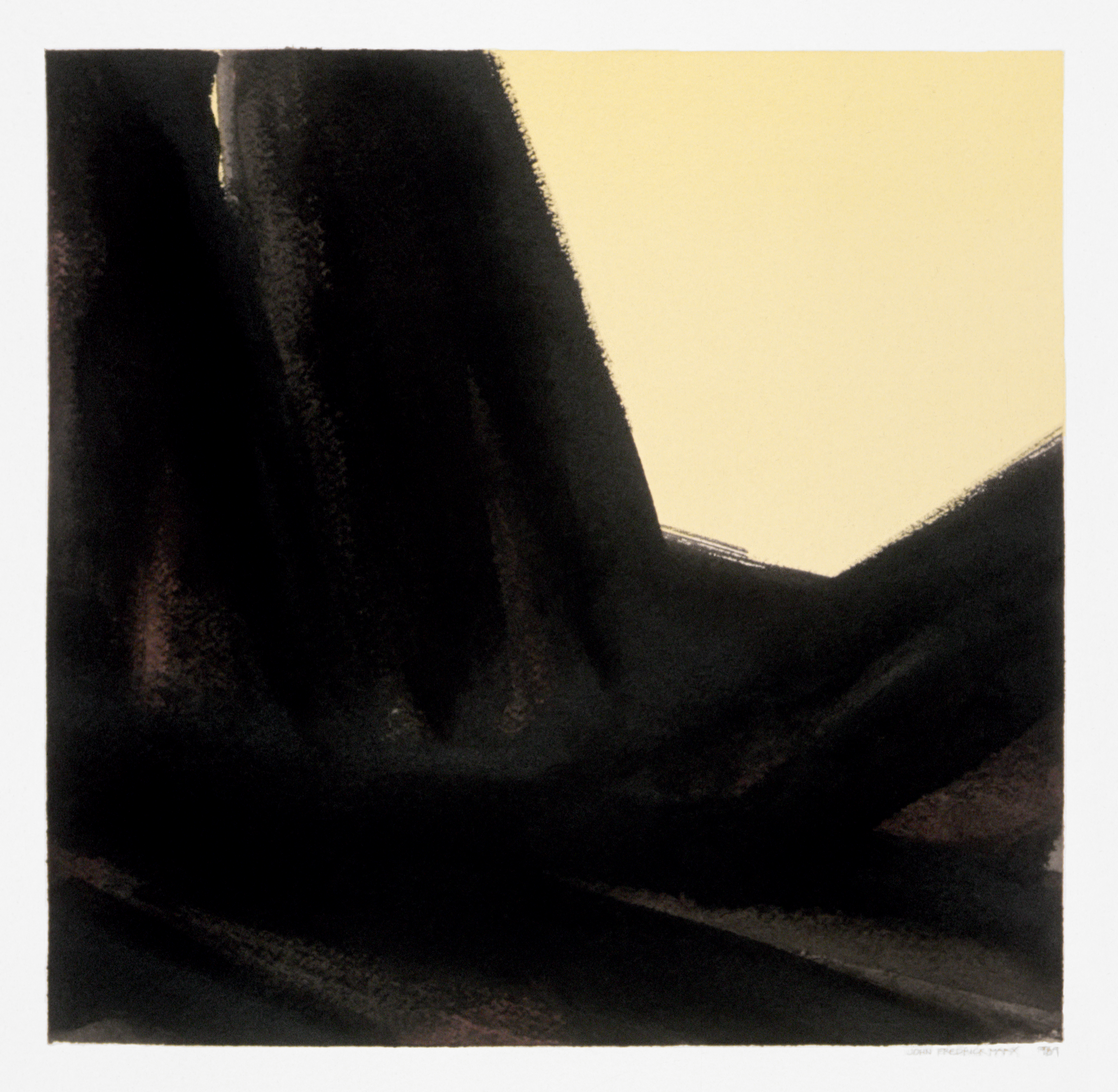 90 Abstraction in Black and Pale Yellow, no.10 1989 10x10